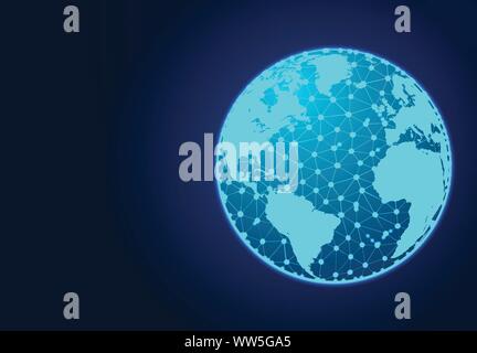 World Map, Globe, Abstract Low poly Designs, from line and dot wireframe, Vector Illustration Stock Vector