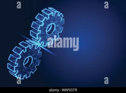 A gearing composed of polygons. Low poly vector illustration Stock Vector