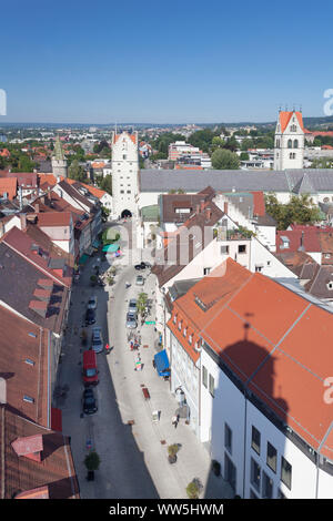 View from the Blaserturm on Church of Our Lady, women's gate and green tower, Ravensburg, Upper Swabia, Baden-Wuerttemberg, Germany Stock Photo