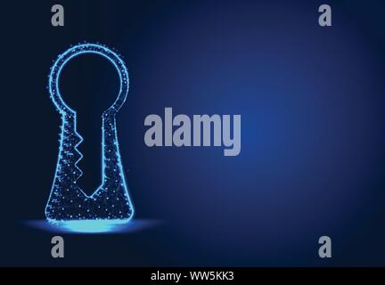 key and key hole , Abstract Low poly Designs, from line and dot wireframe, Vector Illustration Stock Vector