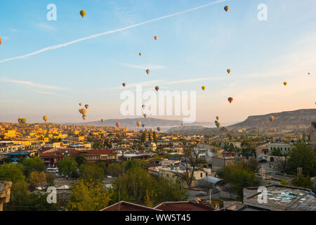 Cappadocia city skyline in Goreme, Turkey. Stock Photo