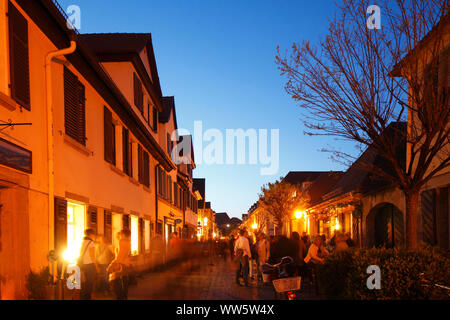 Historical houses in the old town at dusk, Erlangen, Central Franconia, Franconia, Bavaria, Germany, Europe Stock Photo
