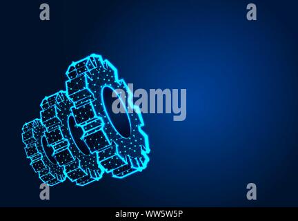 Gears.Mechanical technology machine engineering symbol. Industry development, engine work, business solution concept , Abstract Low poly Designs, from Stock Vector
