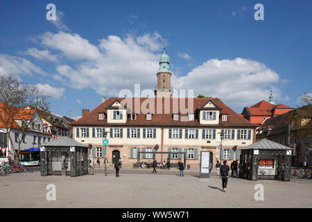 Historical houses on the railway station square, Erlangen, Central Franconia, Franconia, Bavaria, Germany, Europe Stock Photo