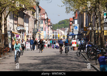 Shopping street HauptstraÃŸe, Erlangen, Central Franconia, Franconia, Bavaria, Germany, Europe Stock Photo