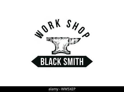 Forge, blacksmith logo or label. Stock Vector