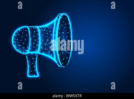 megaphone , Abstract Low poly Designs, from line and dot wireframe, Vector Illustration Stock Vector
