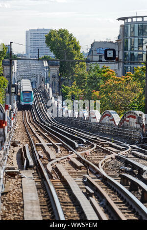 France, Paris, tracks, switches, live rails, train, train driver Stock Photo