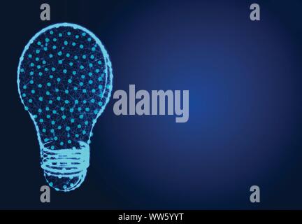 Light bulb with idea , Abstract Low poly Designs, from line and dot wireframe, Vector Illustration Stock Vector