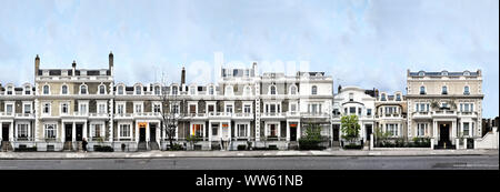England, UK, London, Neville Terrace in linear depiction, streetline multi-perspective photography, Stock Photo