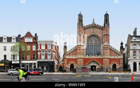 England, UK, London, Sloane Street and its Holy Trinity Church in linear depiction, streetline multi-perspective photography, Stock Photo