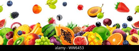 Different fruits on white background with copy space Stock Photo