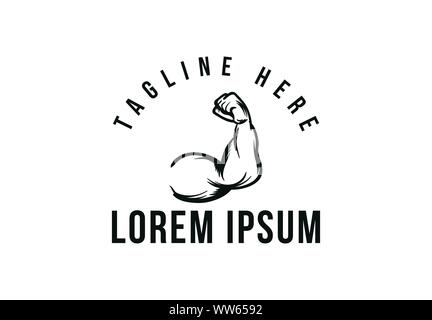 hand drawn Flexed Biceps. Biceps muscle logo Stock Vector