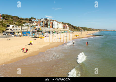 Boscombe, Bournemouth, Dorset, England, UK, 13th September 2019, Weather: Warm and sunny on the south coast with temperatures rising into the weekend when 26 degrees could be reached in parts of southern England. With the holiday season over, kids back to school and people back at work, there is plenty of space on the long sandy beach. Stock Photo