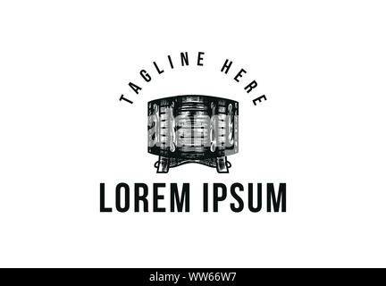 Vintage barrel of beer, hand drawn logo illustration Stock Vector