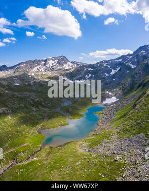 Aerial view of the lakes around Naret, in particular Lago del Corbo in Lavizzara Valley, Maggia Valley. Stock Photo