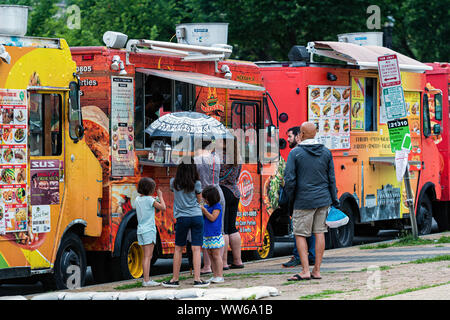 Washington DC, USA - June 9, 2019: Food trucks and people on the National Mall Stock Photo