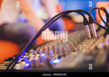 Mixing console for sound producer. Music. Sound. Sound controller. Director's remote. Stock Photo