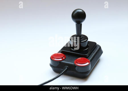 Classic Retro Joystick from the Eighties on white. Stock Photo
