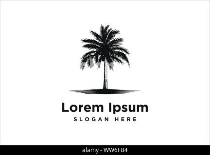 Hand drawn palm trees on island Logo Inspiration isolated on white background Stock Vector