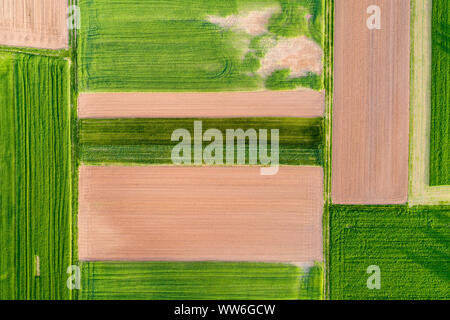 Aerial view of arable land, Winterbach, Rems-Murr-Kreis, Baden WÃ¼rttemberg, Germany Stock Photo