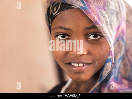 Cute oromo girl during Sheikh Hussein pilgrimage, Oromia, Sheik Hussein, Ethiopia Stock Photo