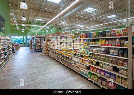 Packaged Food Aisle In Food Store Stock Photo