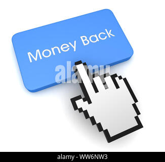 money back push button concept 3d illustration isolated Stock Photo
