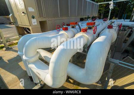 Large White Pipes Of Commercial Building HVAC Stock Photo