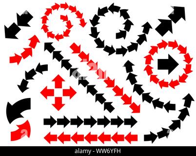 Vector abstract black arrows set. Collection icons Stock Vector