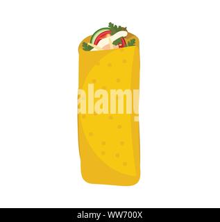 Shawarma Arab Turkish food flat style. Isolated on white background. Vector illustration Stock Vector