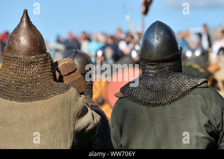 Medieval fights at International Festival of Experimental Archeology in Lithuania Stock Photo