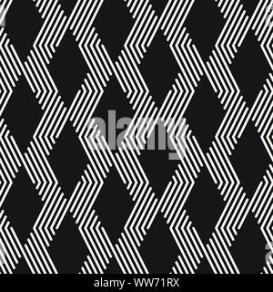 Vector seamless pattern. Repeating abstract background. Black and white geometric design. Modern stylish zigzag lines texture. Stock Vector