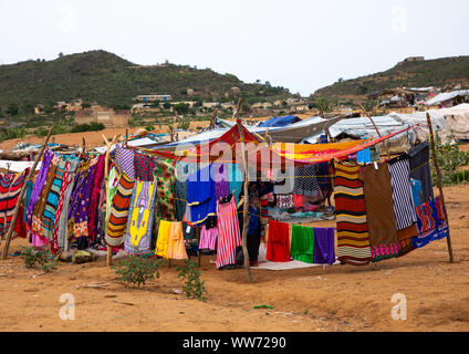 market selling clothes coming from china, Debub, Ghinda, Eritrea Stock Photo