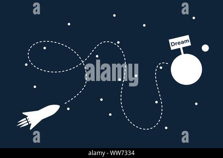 Space shuttle in the space flying to the dream Stock Vector
