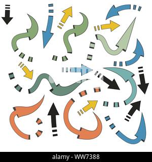 Arrows collection isolated. Abstract colorful arrows set for paper design. Isolated vector design. Abstract technology background. Aim target vector Stock Vector