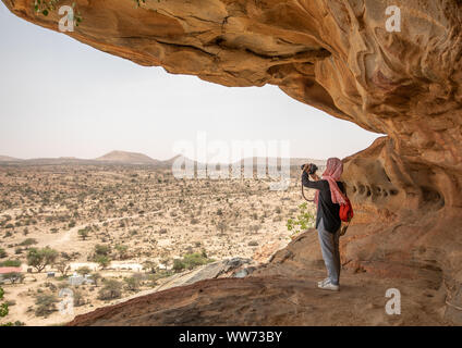 Cave paintings and petroglyphs, Woqooyi Galbeed, Laas Geel, Somaliland Stock Photo