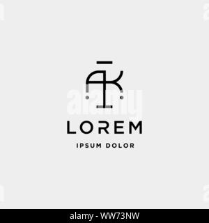 AK K Letter Linked Luxury Premium Logo Vector Stock Vector