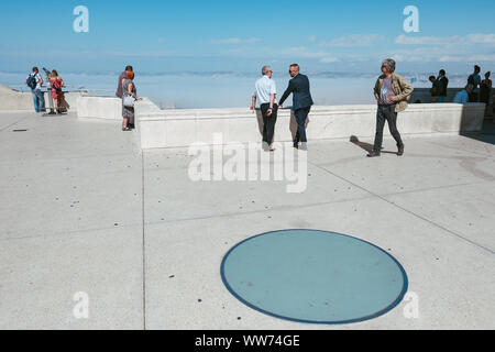 On top of the mountain of the Basilica Notre Dame de la Garde with view over the city of Marseille, France Stock Photo