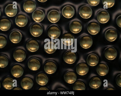 Bronze bubbles on black plastic background Stock Photo
