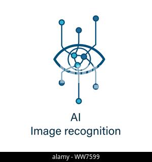 Eye icon with ai neural network inside Stock Vector