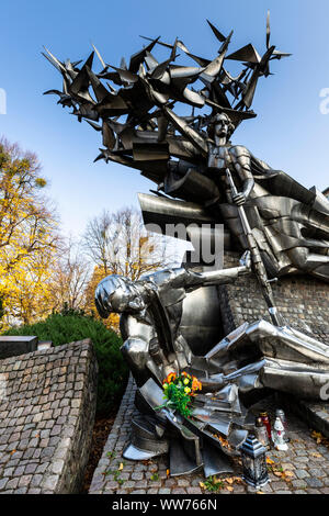 Europe, Poland, Pomerania, Gdansk / Danzig, Monument to the Defenders of the Polish Post Office Stock Photo