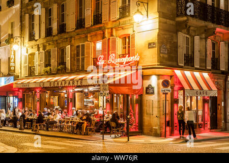 France, Paris, Saint-Germain-des-PrÃ©s, Le Bonaparte, Cafe, Restaurant, Brasserie Stock Photo
