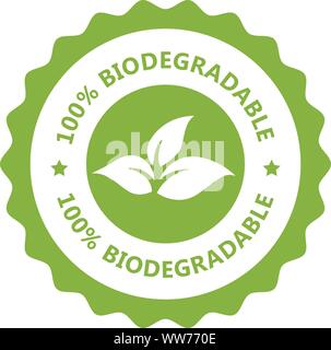 Biodegradable, plastic free icon - compostable product label, eco seal Stock Vector