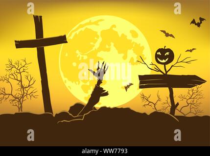 Scary background for eve of All Saints Day. Stock Vector