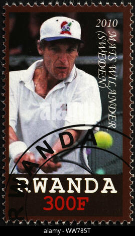 Mats Wilander portrait on postage stamp Stock Photo