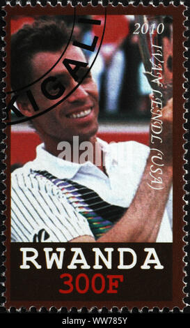 Ivan Lendl portrait on postage stamp Stock Photo