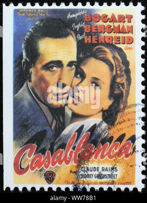 Poster of famous movie Casablanca on postage stamp Stock Photo