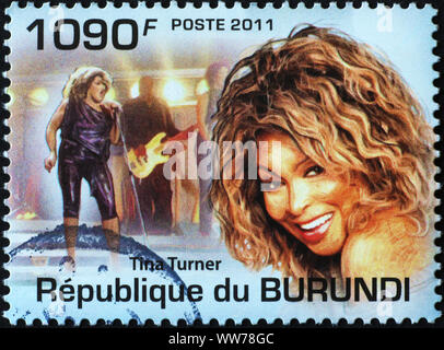 Tina Turner on postage stamp of Burundi Stock Photo