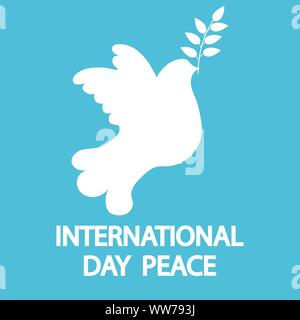 Dove with a tree branch for International Peace Day holiday Stock Vector